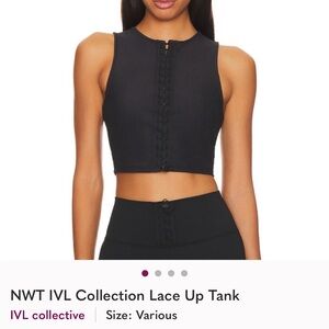 Black Lace-Up Crop Tank